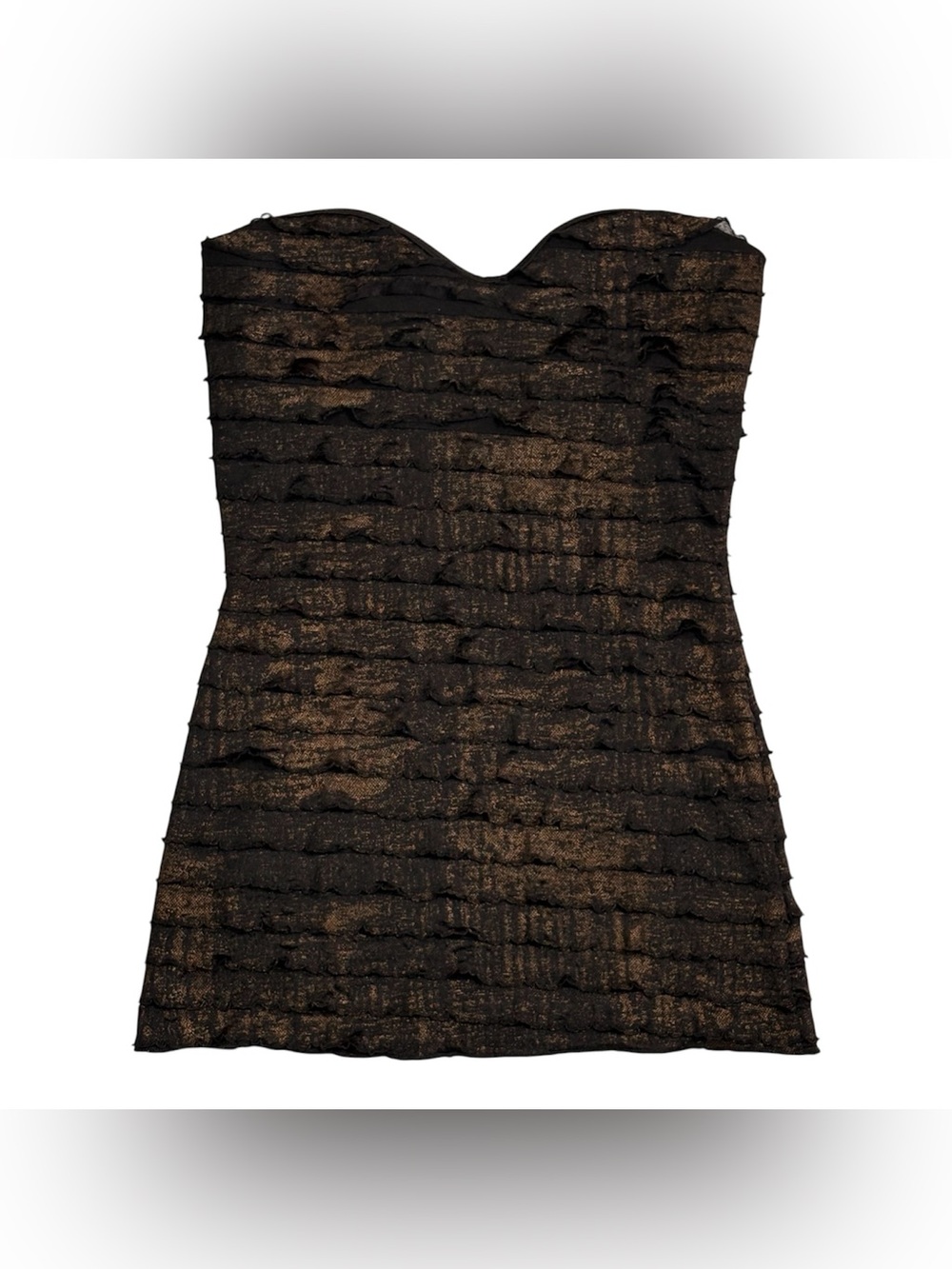 Black Metallic Ruffle Strapless Top